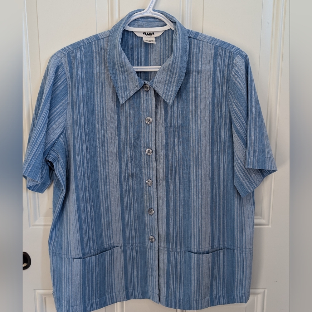 Alia Women's Blue Striped Blouse - Picture 8 of 8